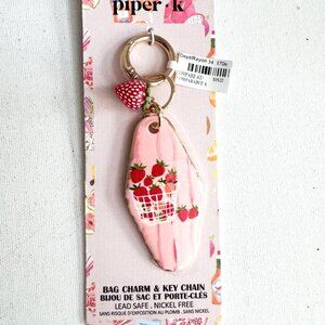 Piper K Strawberry Basket Theme Bag Charm and key Chain